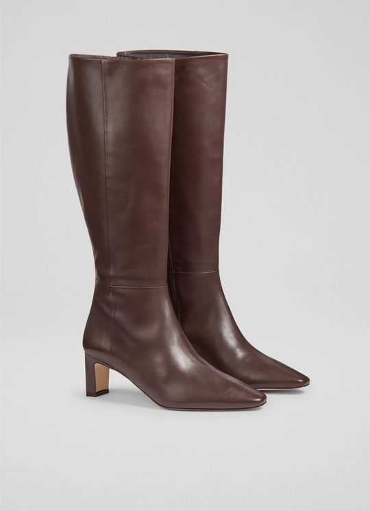 Margarite Brown ChocolateLeather Knee High Boots