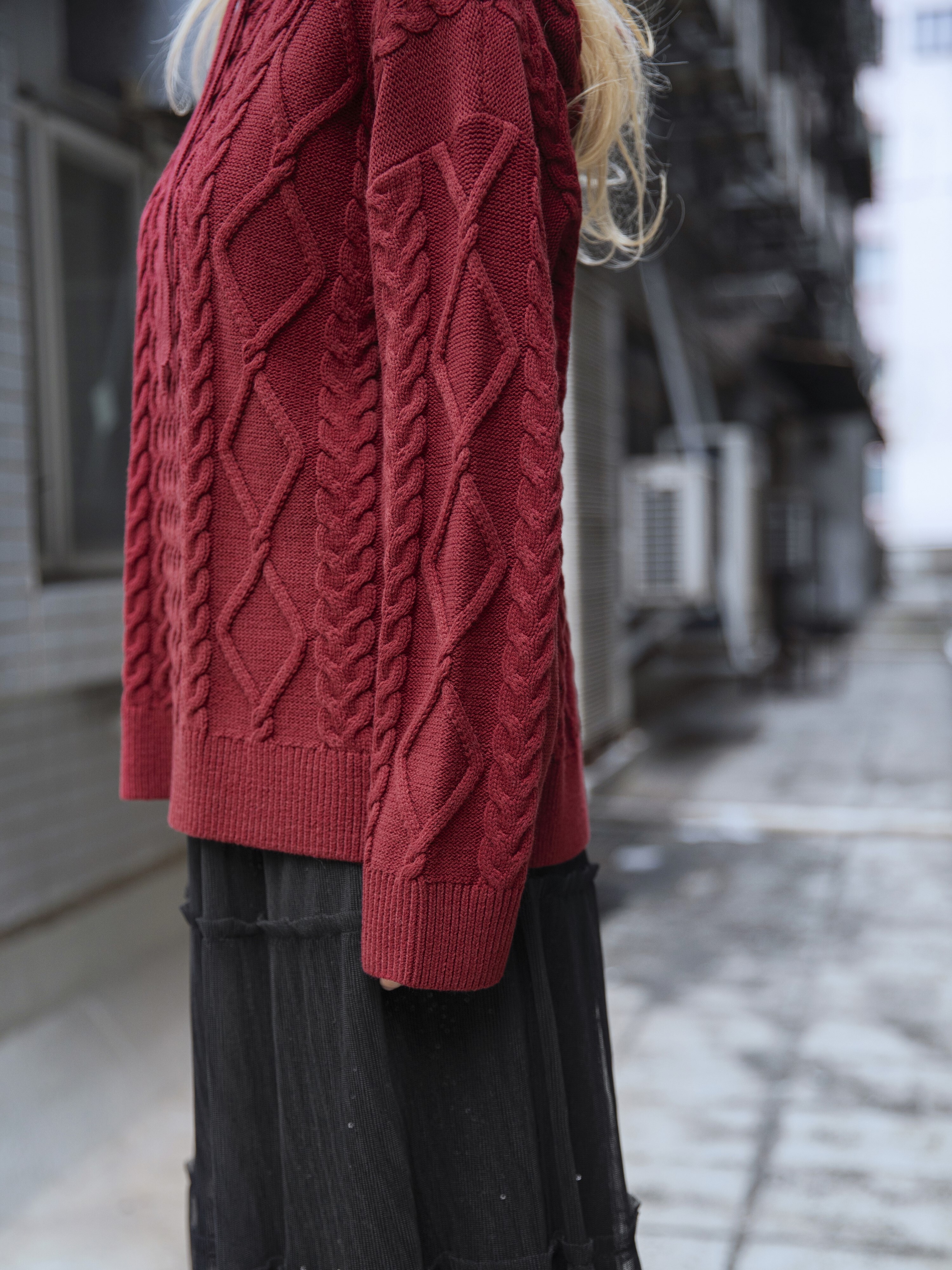 Cable knit Hoodie - 25WRT239X