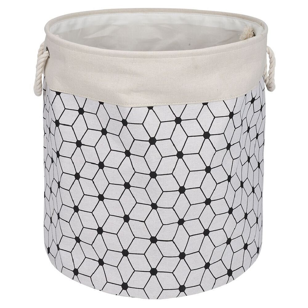 Panier à linge 72L motifs noir beige