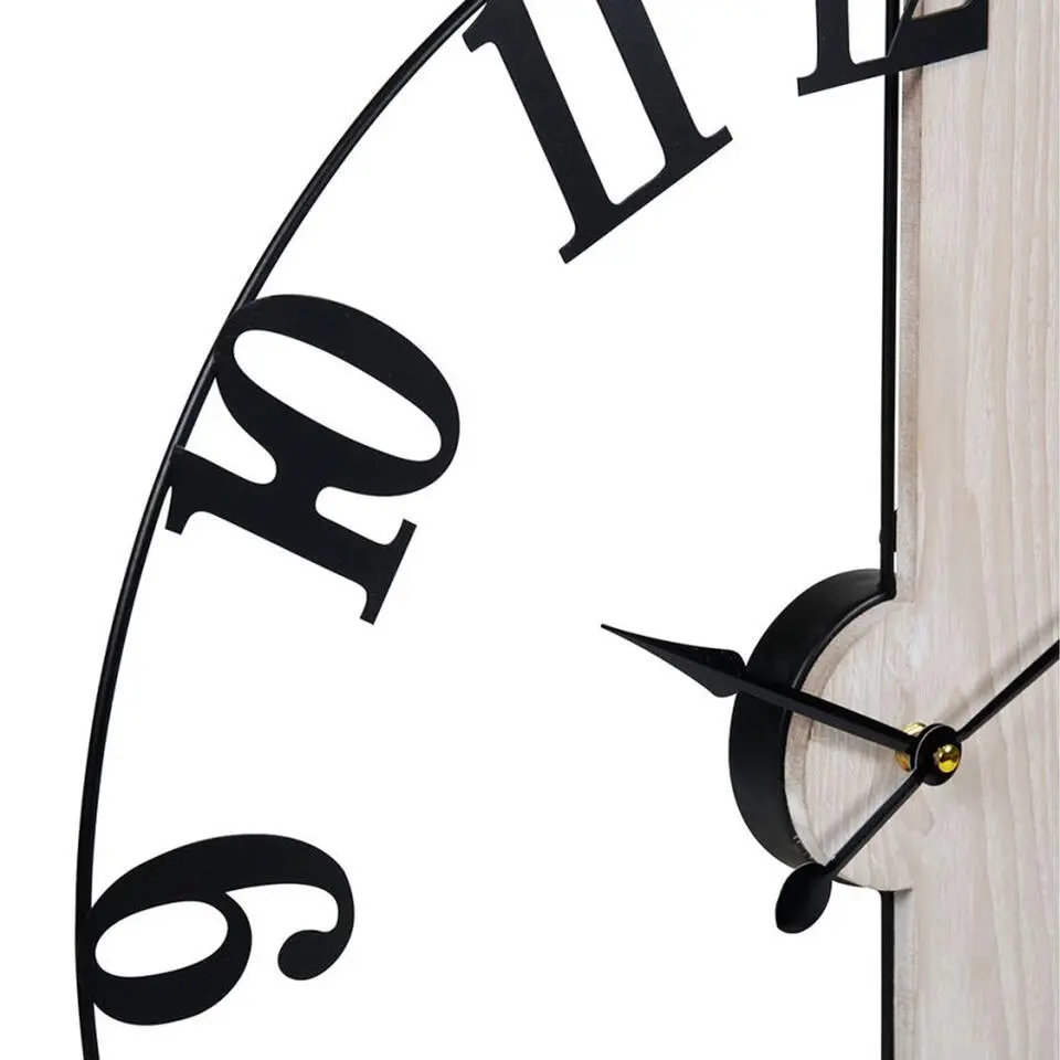 Ostaria Wandklok/muur klok - D50 cm - metaal/hout - naturel/zwart