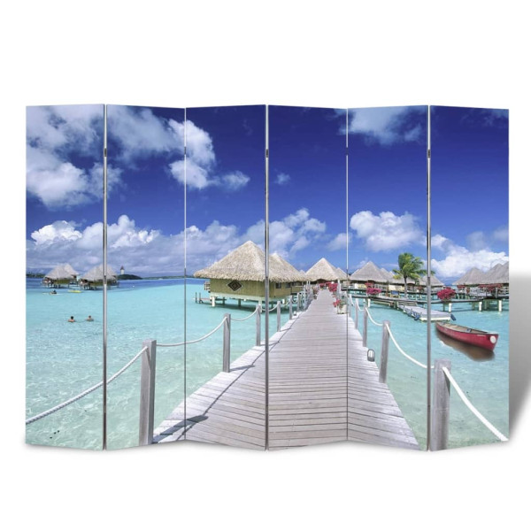 Parawan Pokojowy Dekoracyjny Parawan Składany Motyw Plaży 217x170 cm