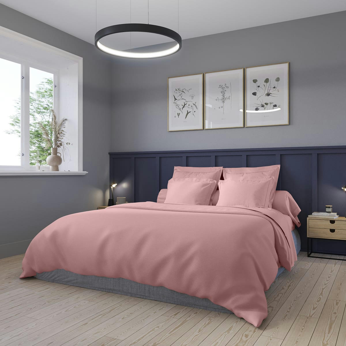 PARTITION - Housse de couette   Satin de coton Coloris Rose 200x200 cm - DODO