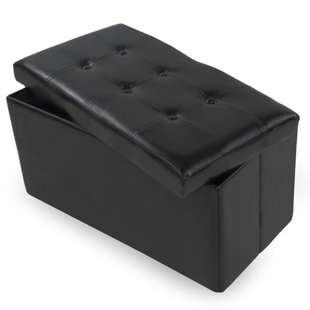 - Banc Tabouret Coffre de rangement Pliable noir