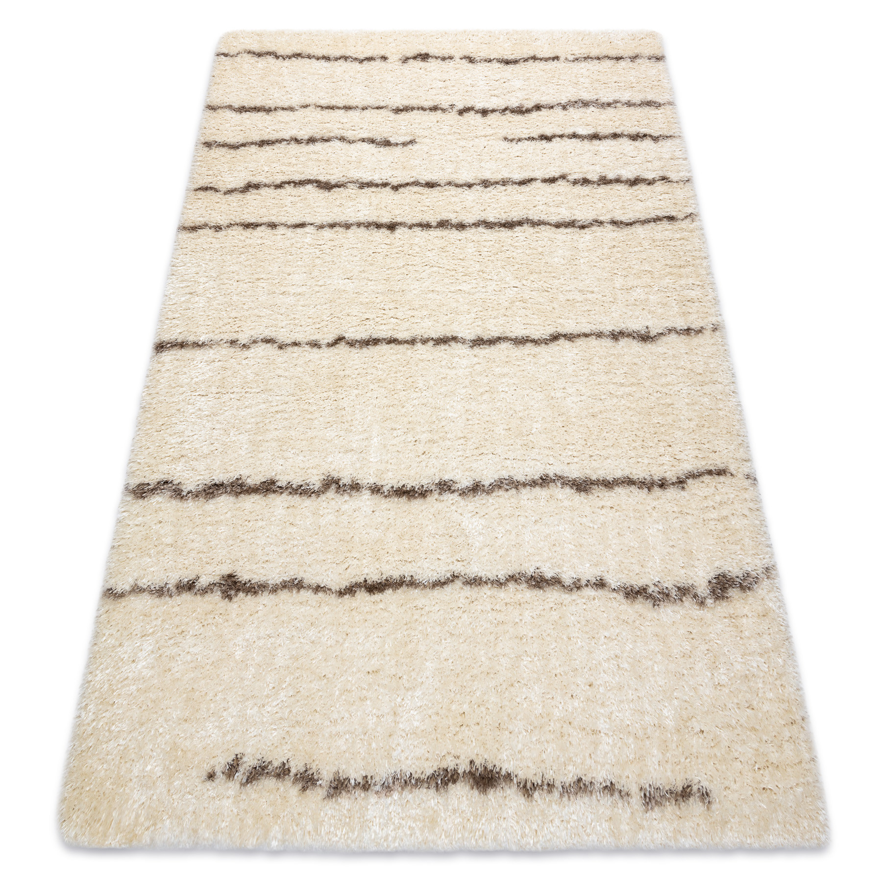 Dywan FLUFFY 2371 shaggy paski - krem / beż 80x150 cm