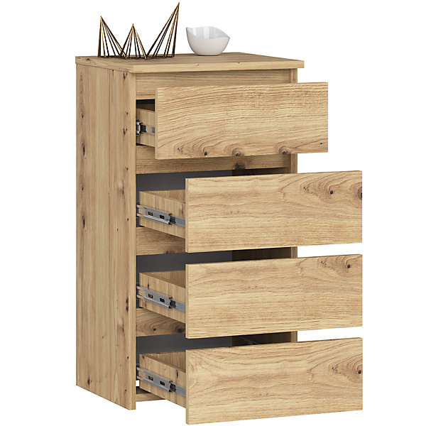 Commode AKORD CL4 Chêne Artisan 40 cm 4 tiroirs façade Chêne Artisan 40x35x74 cm