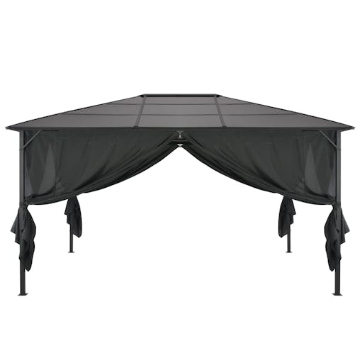 NNEVL Gazebo with Curtain Aluminium 4x3x2.6 m Black