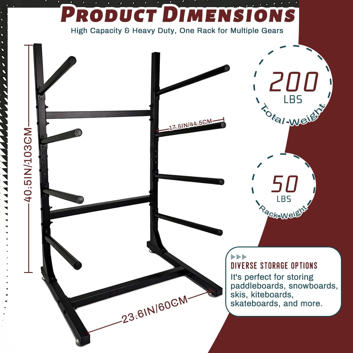 4 Layer Surfboard Rack Surfboard Storage Rack Ski Storage Rack Can Hold Various Surfboard, Standing Paddle Board, Snowboard And Hanging Diving Suits, Life Jackets Etc.and other Water Sports Equipment