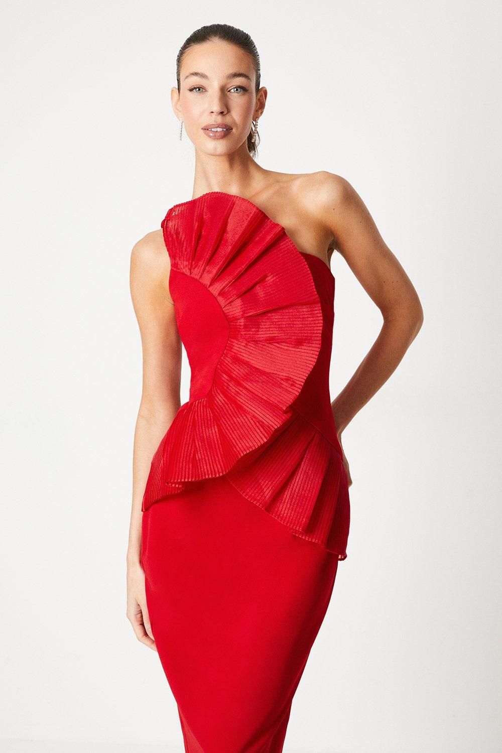 Coast Pleated Front One Shoulder Midi Dress