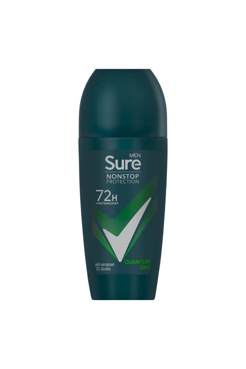 Sure Men 'Antiperspirant Deo' Roll On 72H Protection Quantum Dry, 12x50ml
