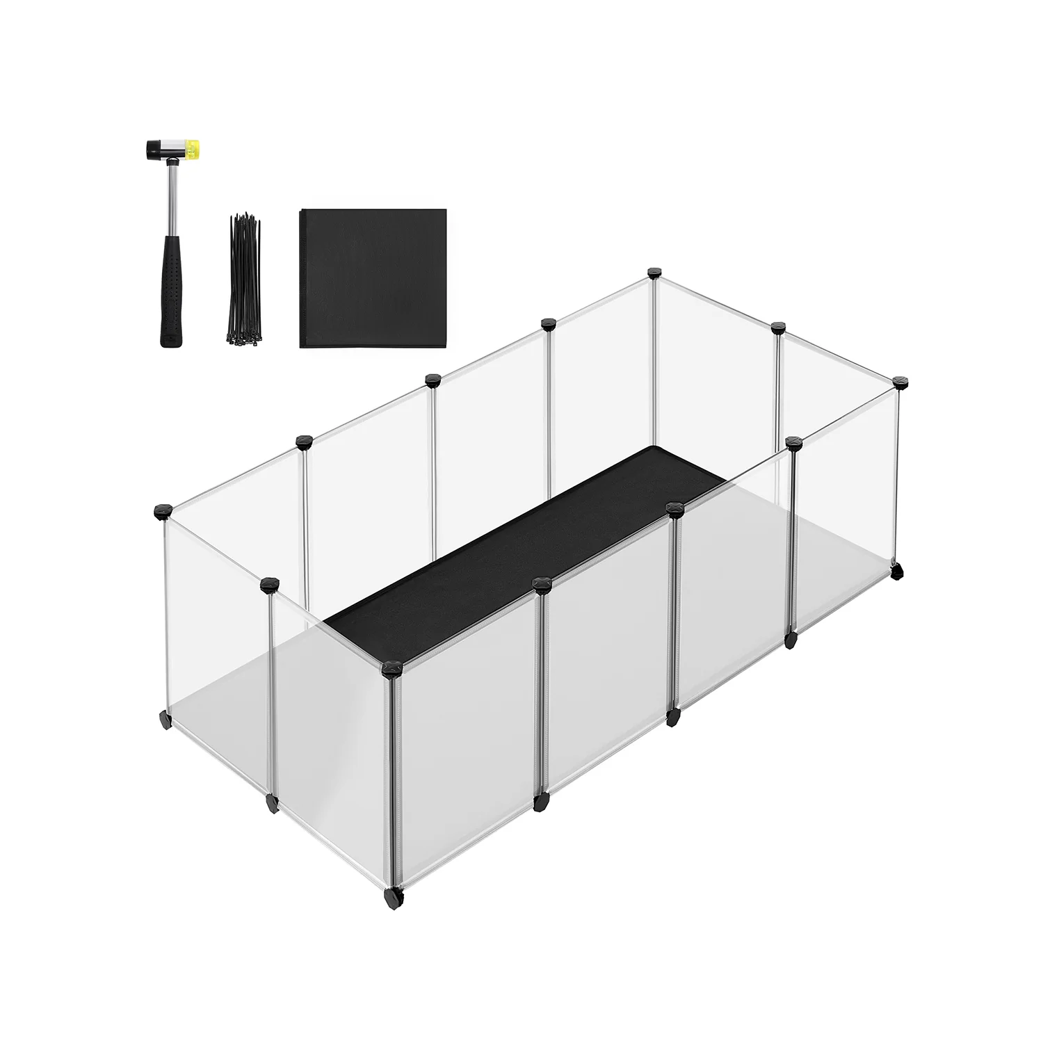 Enclos pour animaux avec plancher et tapis imperméable