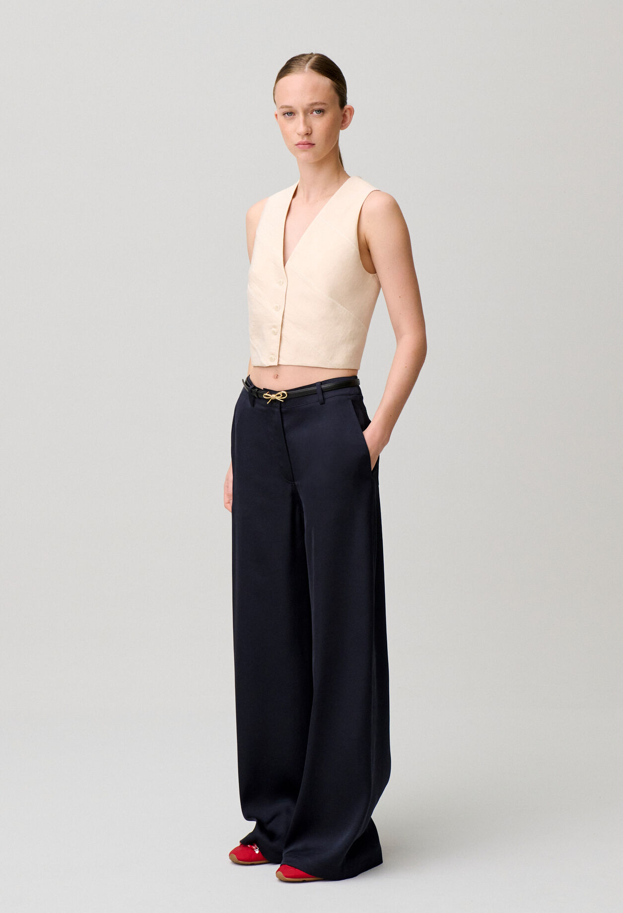 Pantalon satin droit