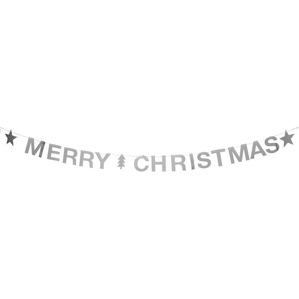 Guirlande Merry Christmas gris argenté 2m