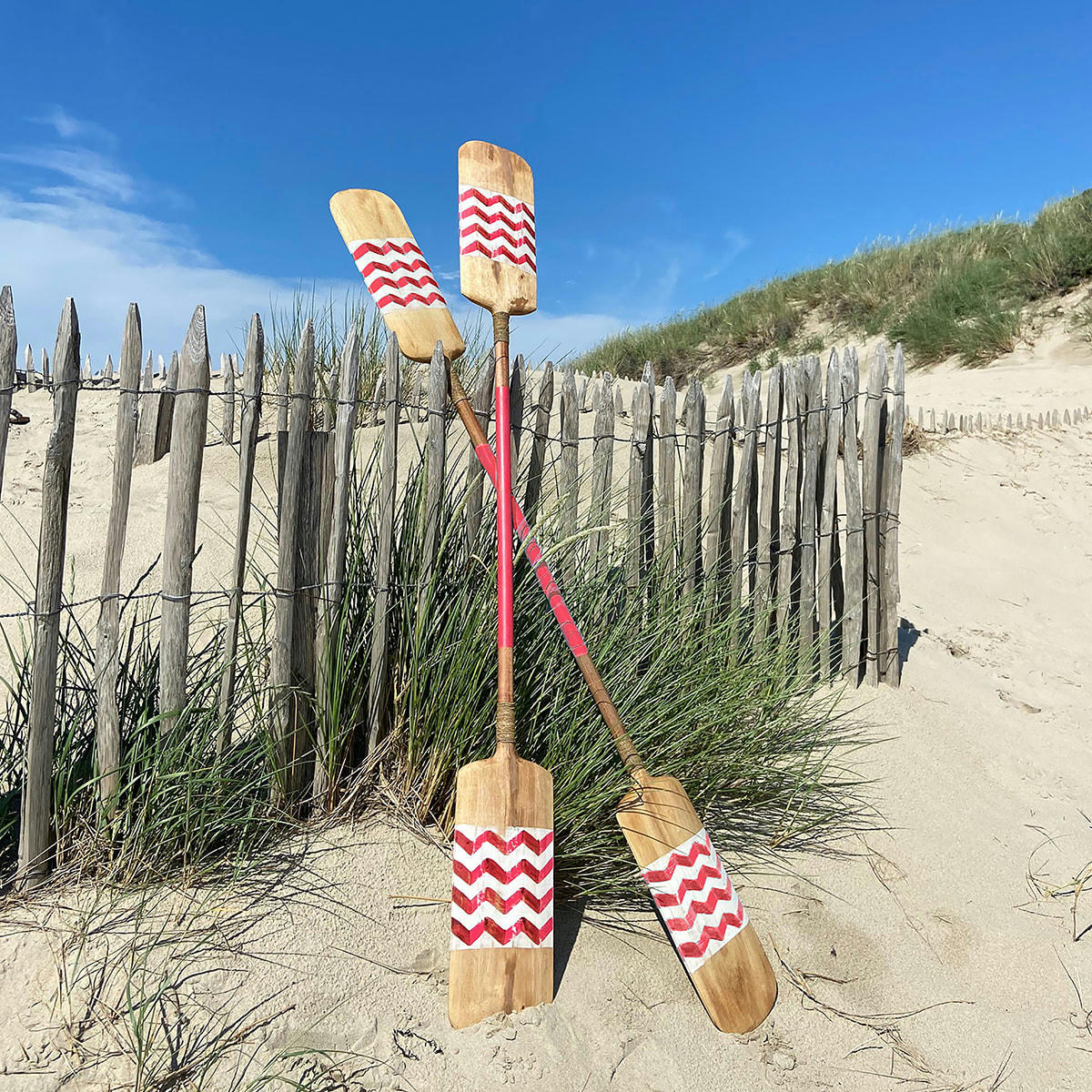 FUFOA - Lot de 2 pagaies en bois avec rayures roses 185cm