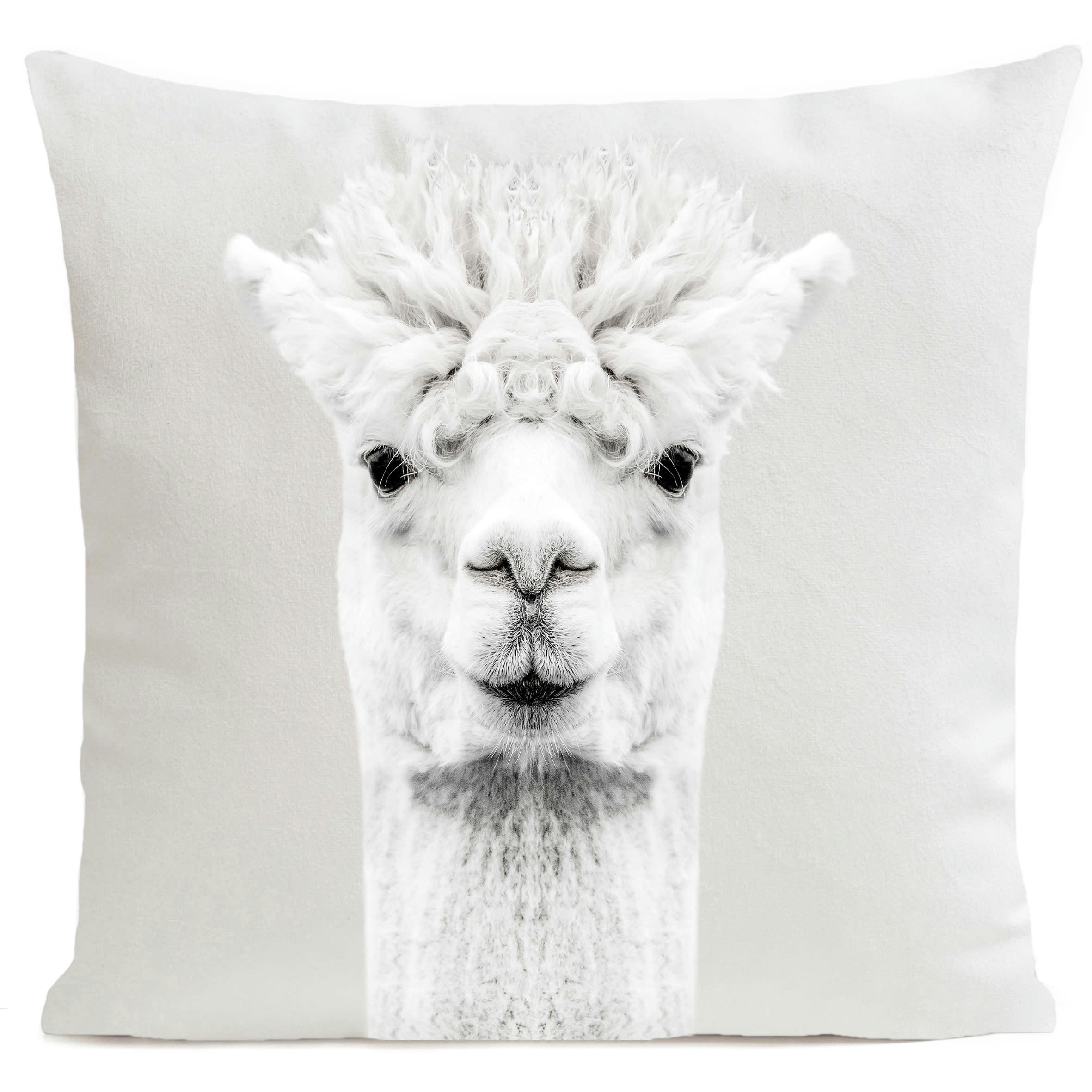 - Coussin animal lama suédine blanc 40x40cm