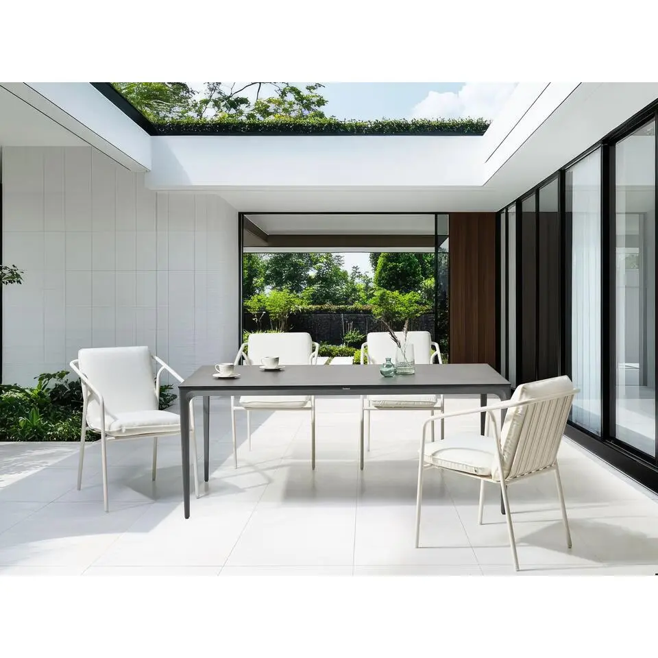 SOVARETO - Tuintafel - Donkergrijs - HPL/Aluminium/marmer