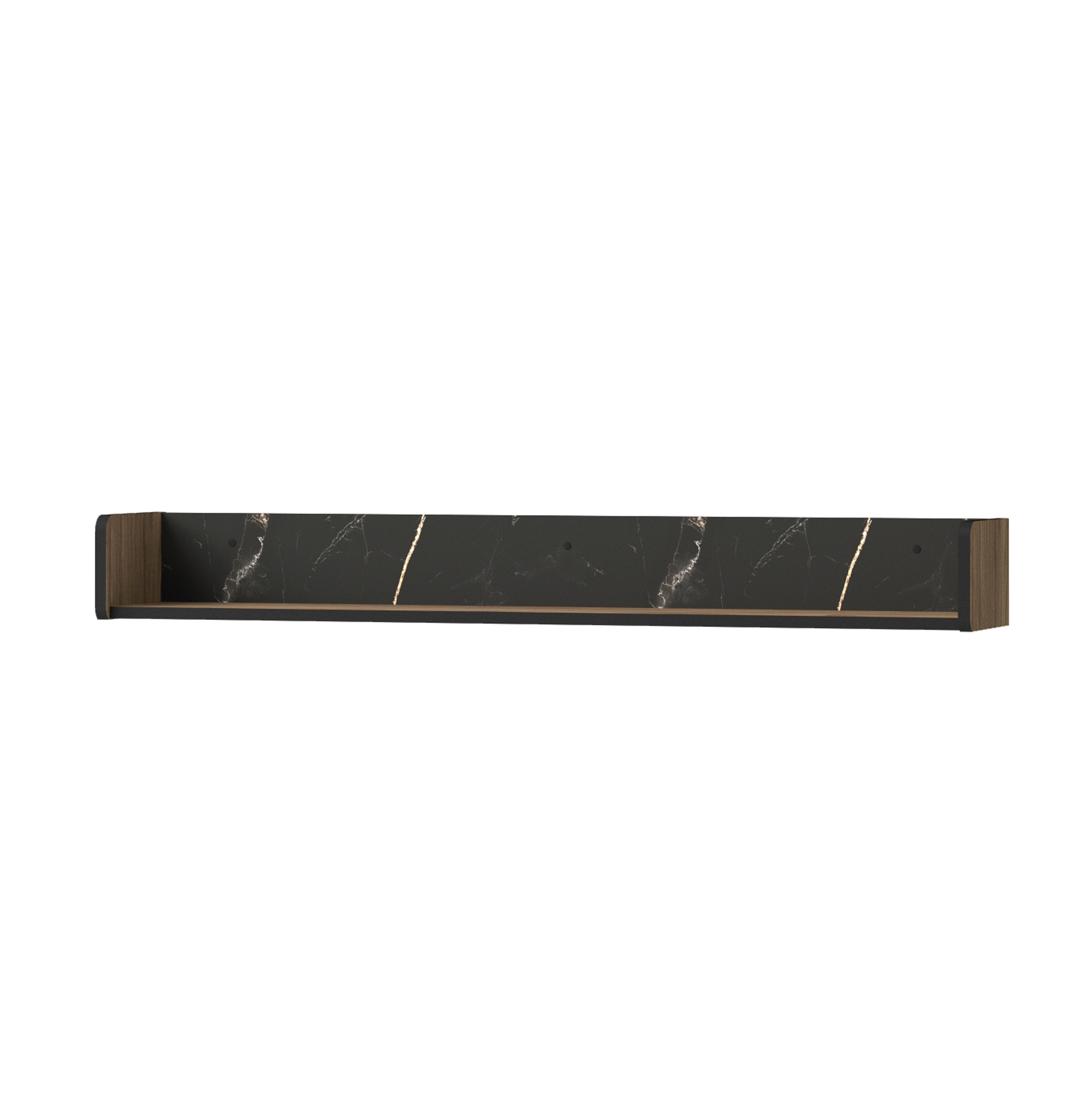 Półka 120cm na ścianę PRESTIGO Czarny marmur / Orzech