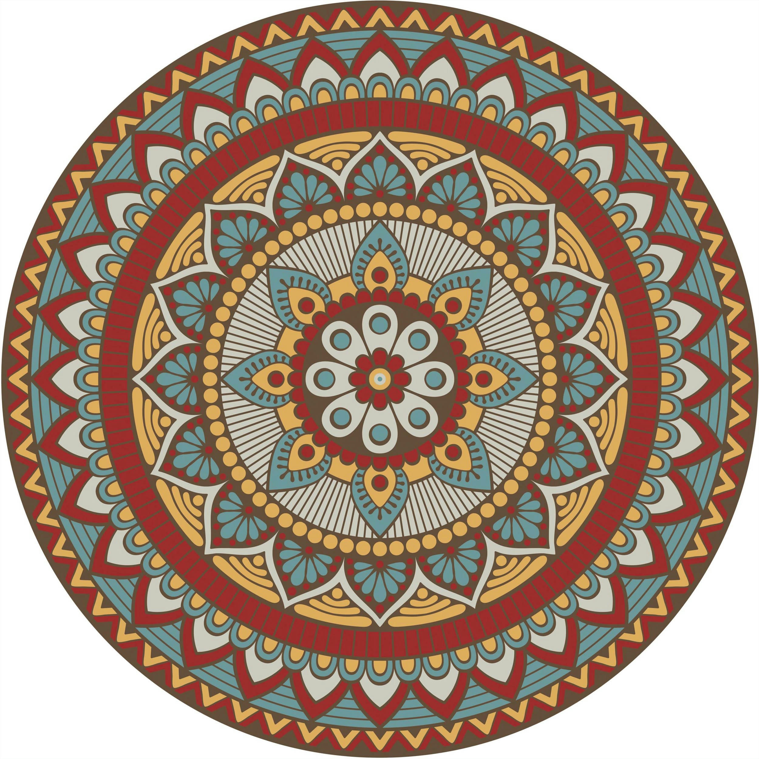 - Set de table rond mandala 38 cm (lot de 6) coloré