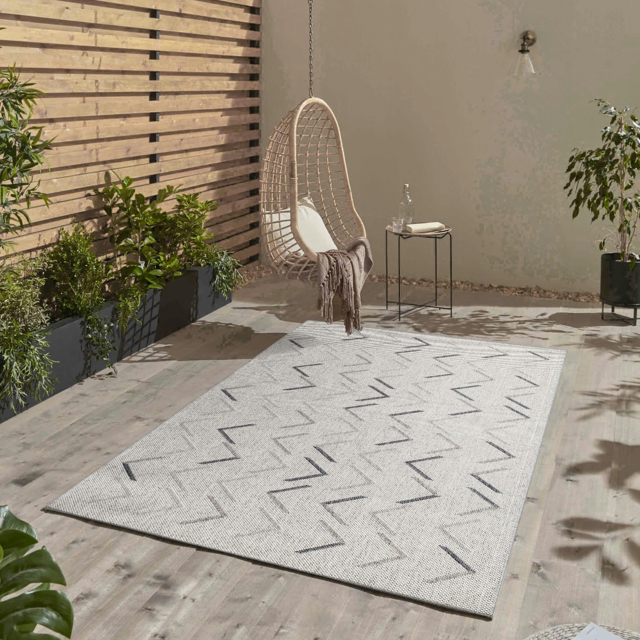 EVO - Tapis extérieur tissé plat greige 80x250cm
