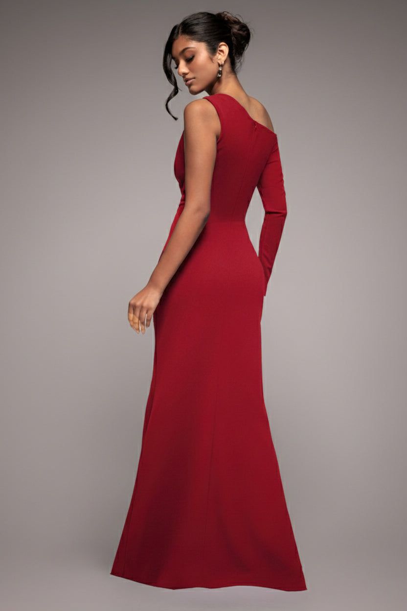 Goddiva One Shoulder Front Split Scuba Maxi