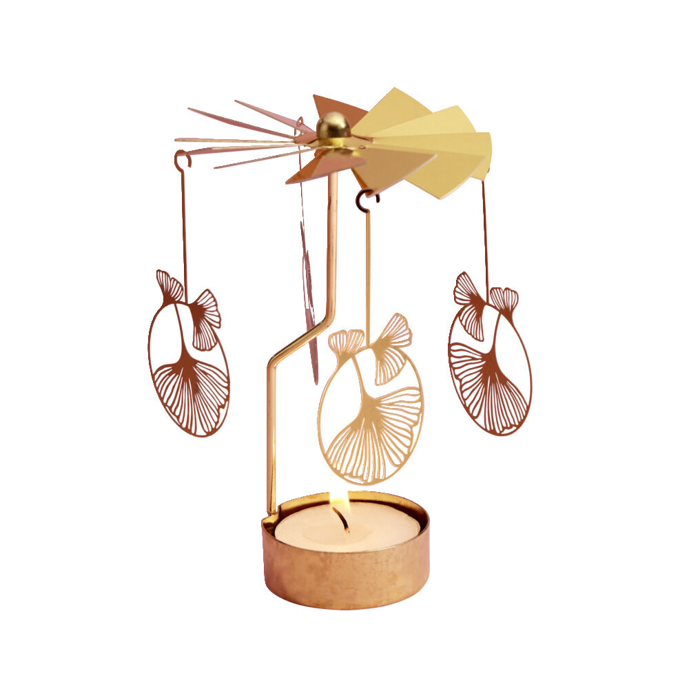 Bougeoir carrousel doré Ø8xH17cm