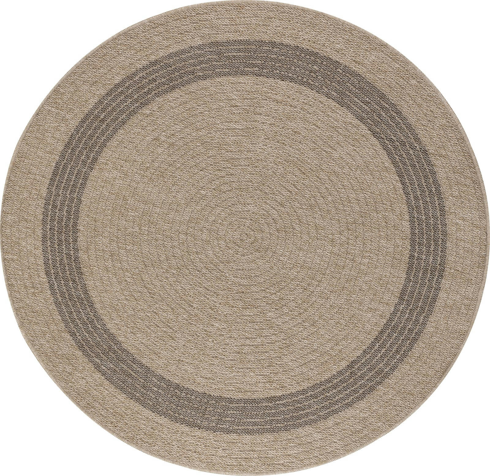 RHONDA - Tapis Rond Extérieur Effet Jute Sable/Noir Ø 100
