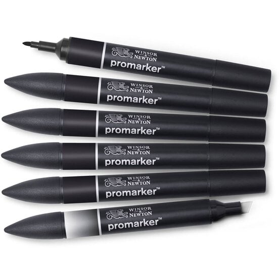 Winsor & Newton Black Promarkers 6 Pack
