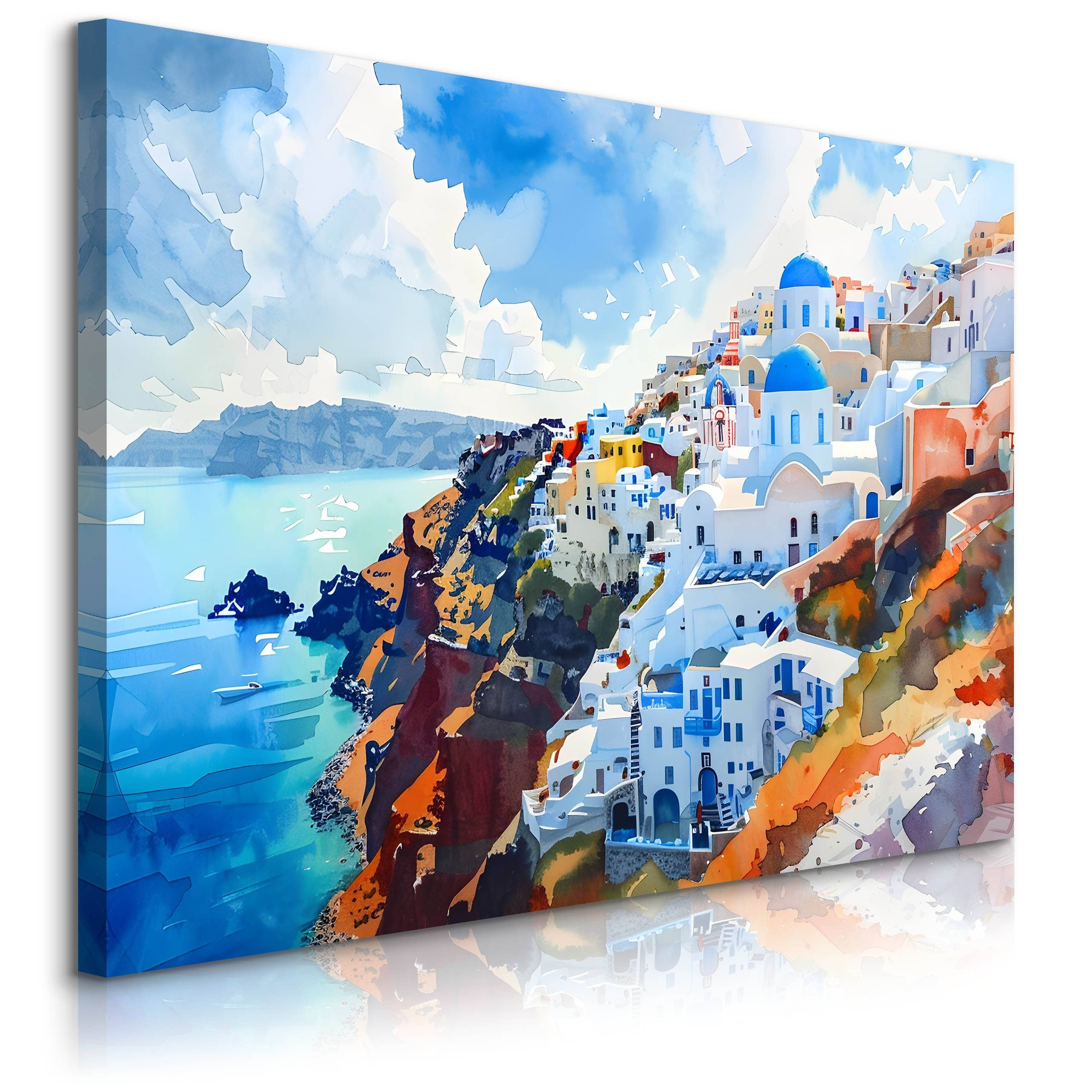 Obraz Akwarelowy Pejzaż Santorini 30x20cm