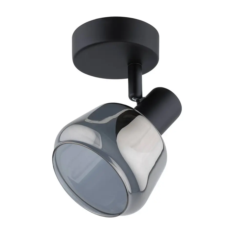 Spot Noah - smoke glas zwart - E14