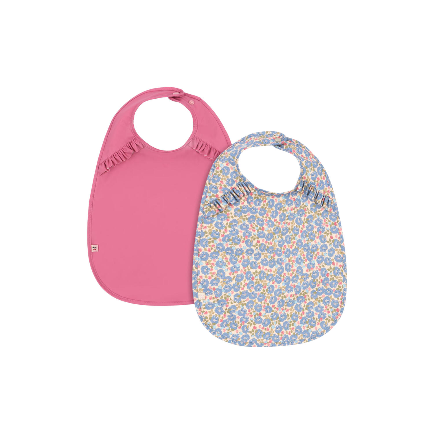 2 Pack Dinner Bib With Frill, fleur rosier/chateau rose