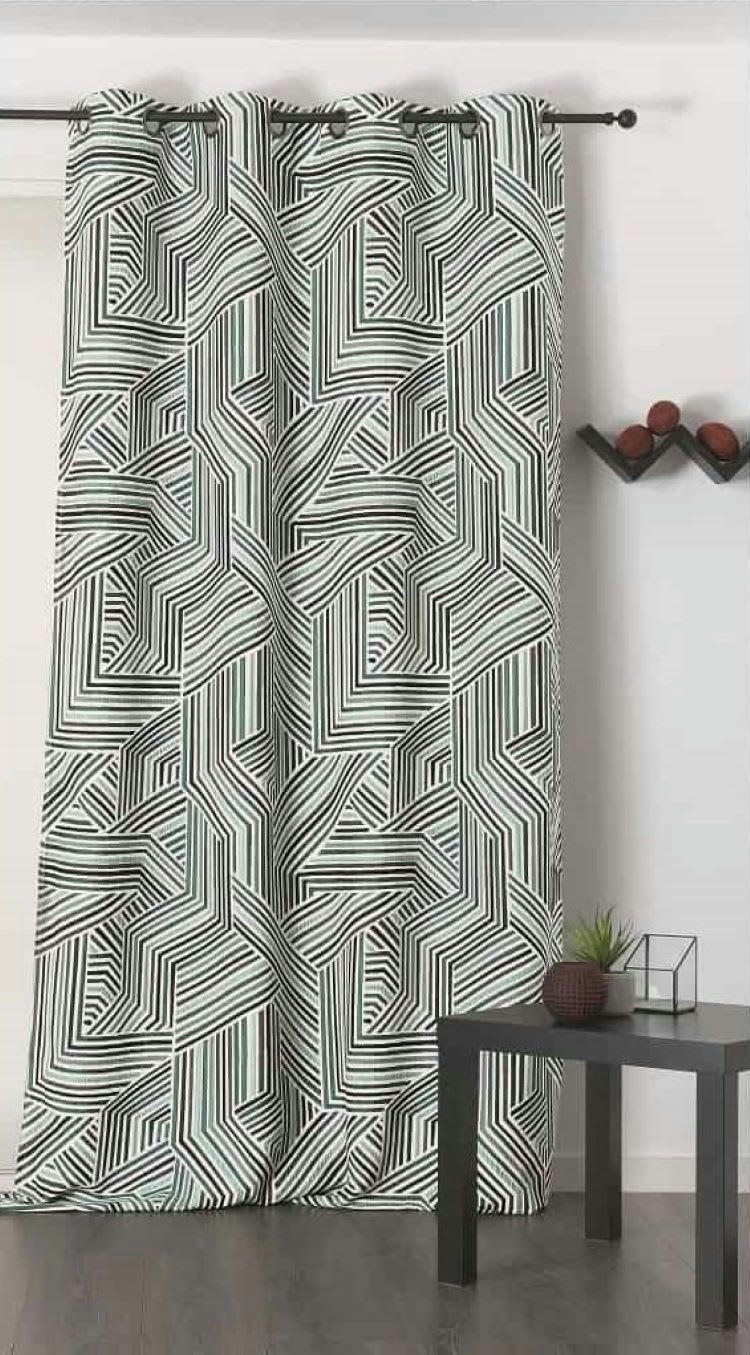 - Rideau déco motif rayures vert 135x250cm