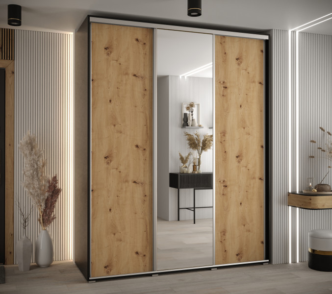 Szafa przesuwna 60 Cannes 3 190 czarny artisan srebrny