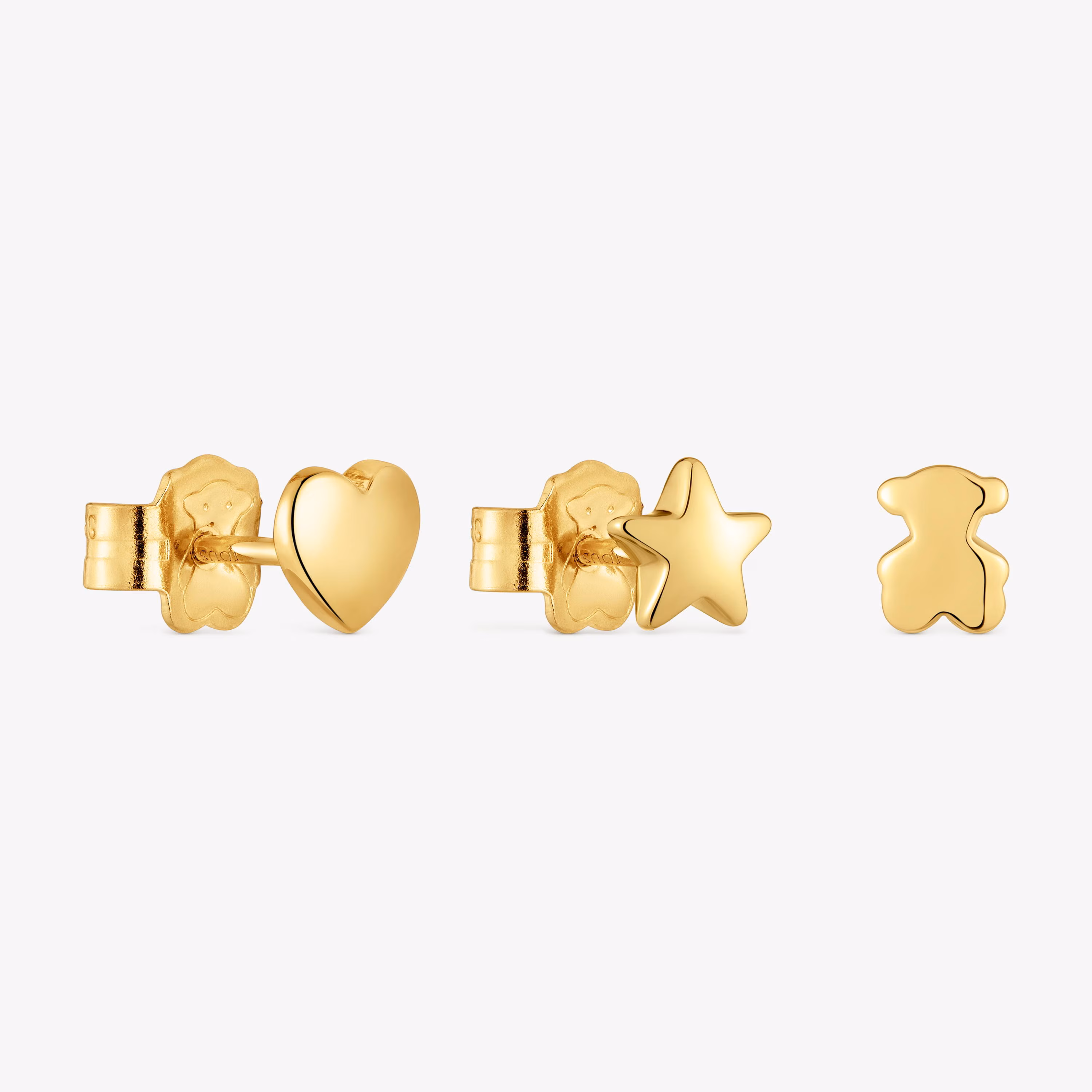 Pack de tres pendientes con baño de oro 18 kt sobre plata motivos Bold Motif