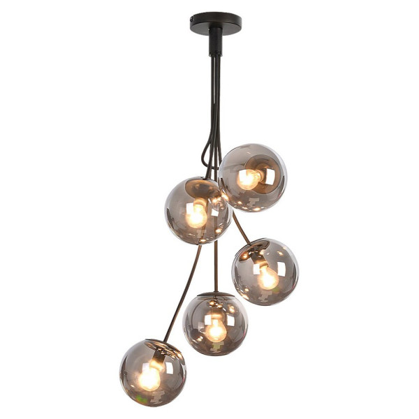 Lampa wisząca czarny matowa-szkło dymne Glory 5xE14x40W Rabalux