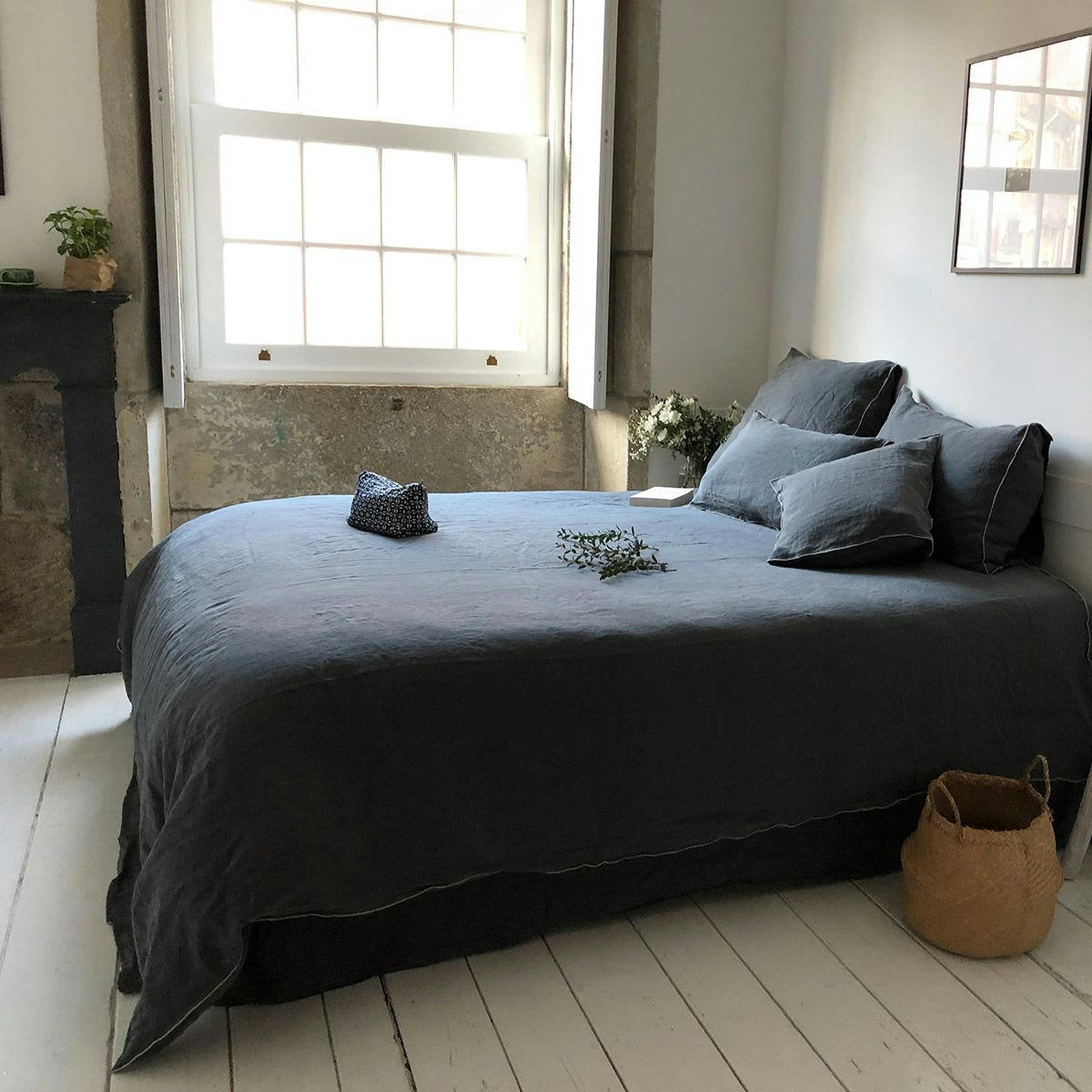 OSLO - Parure de lit en lin lavé 260x240 cm - Gris