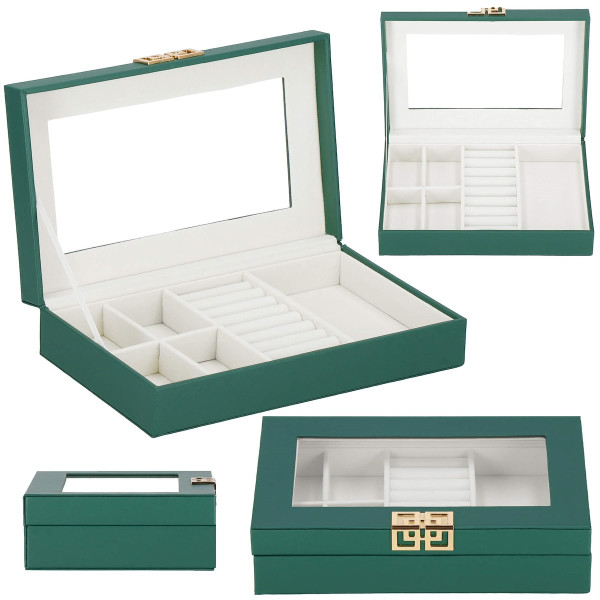 Szkatułka na biżuterię 23,5x14x5,5 cm ekoskóra organizer