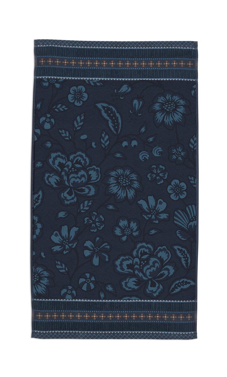 Pip Studio handdoek Jasmin Jacquard - 55x100 cm - donker blauw