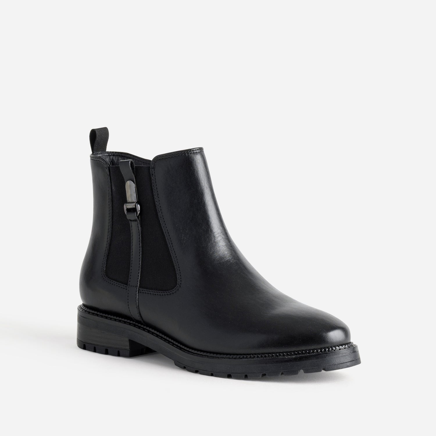 Boots noir cuir patte fantaisie