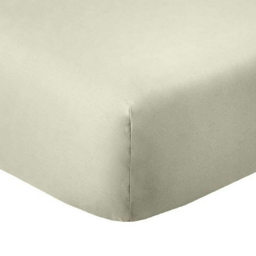 - 2 draps housse 2 places coton beige grège 80x200 cm