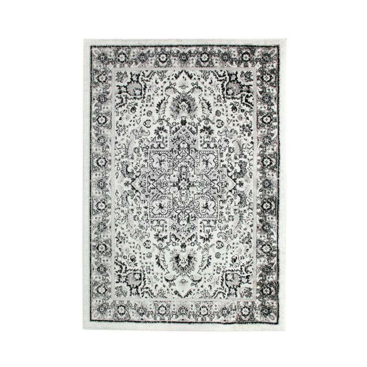 METRO - Tapis imprimé médaillon vintage blanc crème 133x190