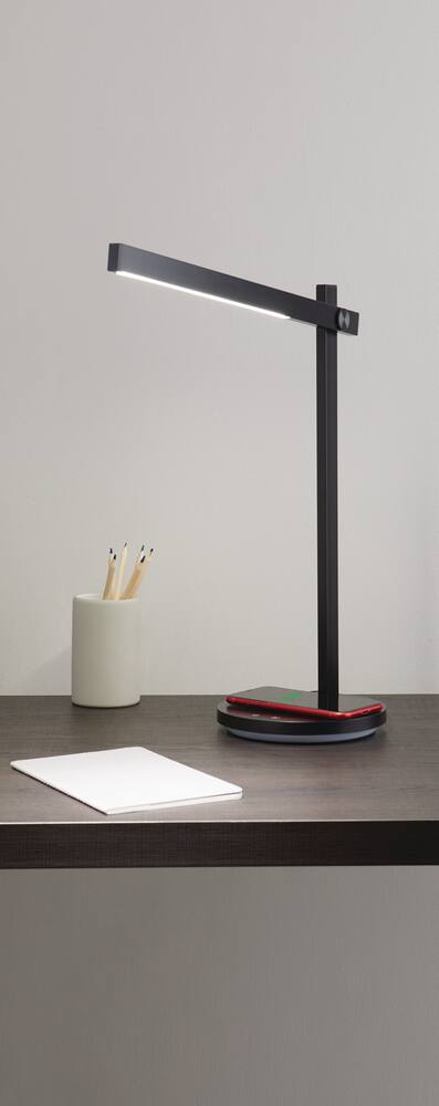 NOMA LED Minimalist Desk Lamp with Wireless Charging, 16.7-in, Black