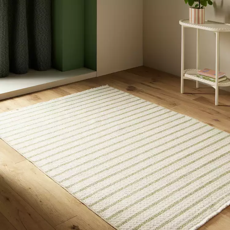 Habitat Stripe Green Flatweave Rug - 120x170cm