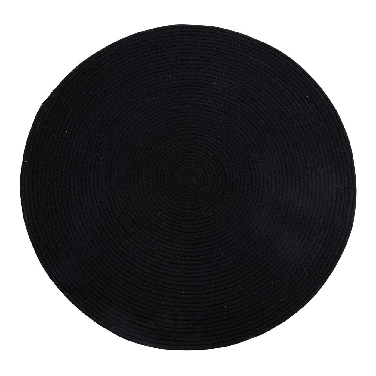 Dywan pleciony ze sznurka 80 cm czarny okrągły