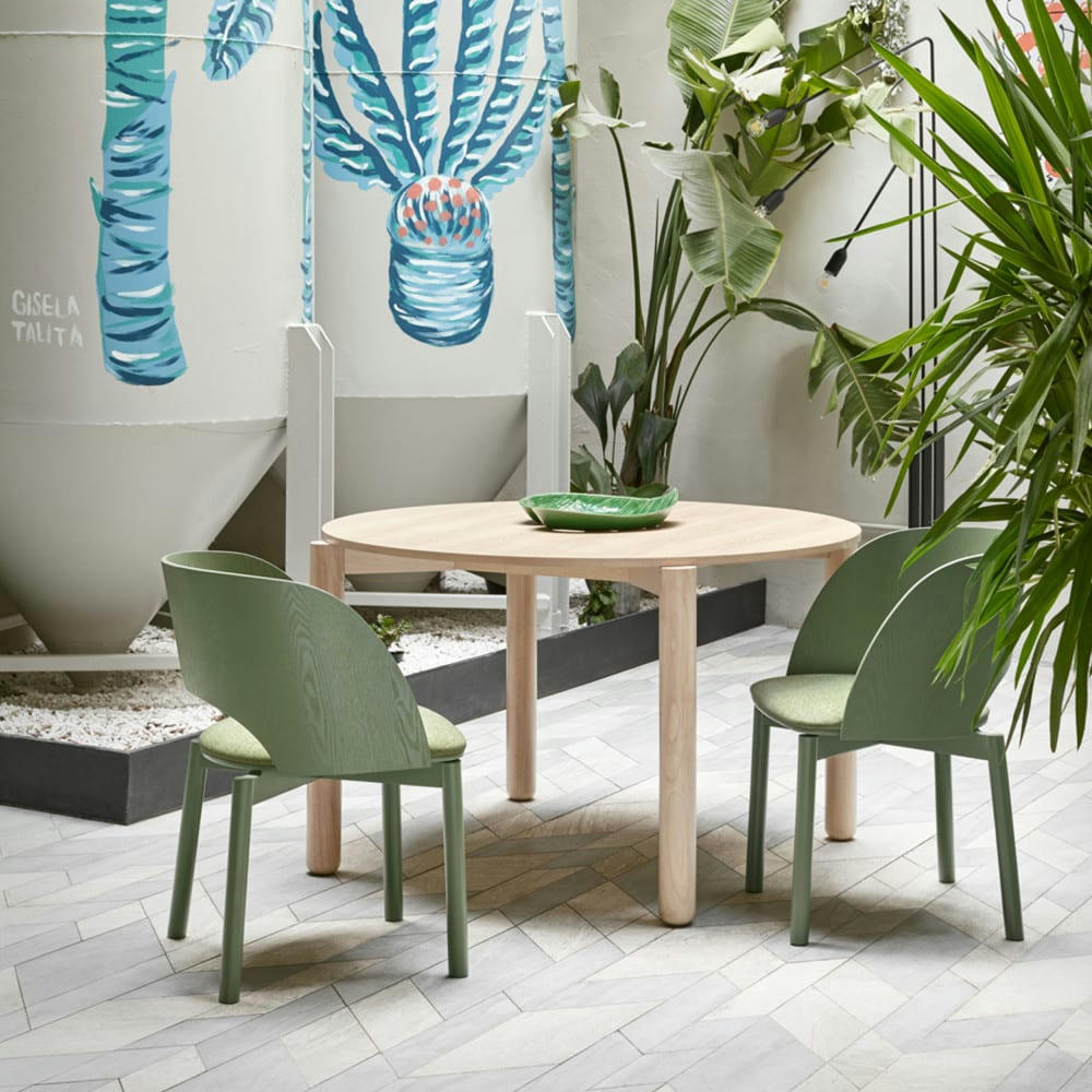 ATLAS - Table à manger ronde en bois D120cm bois clair