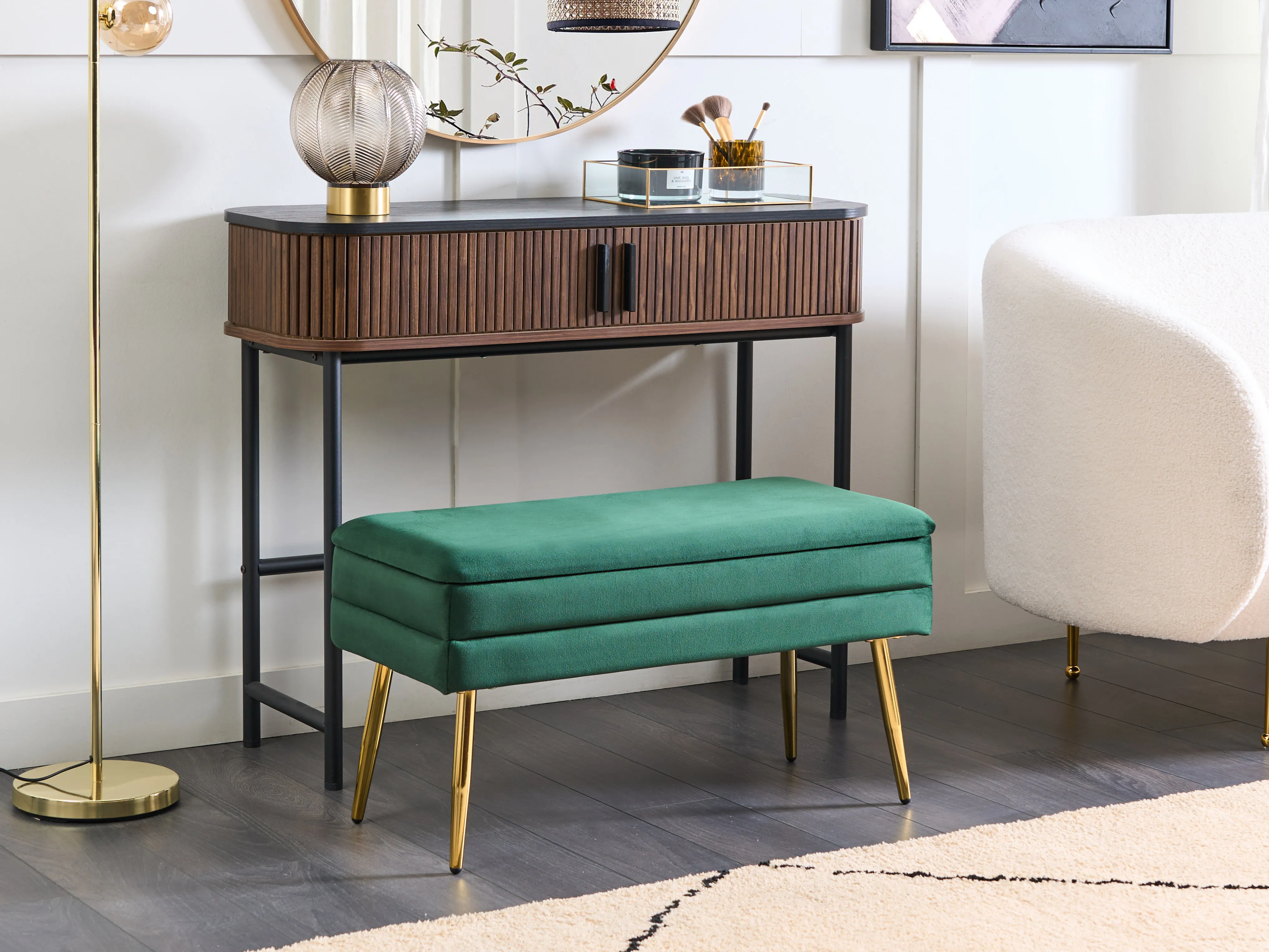 Upholstered Storage Bench DURHAM Velvet Dark Green