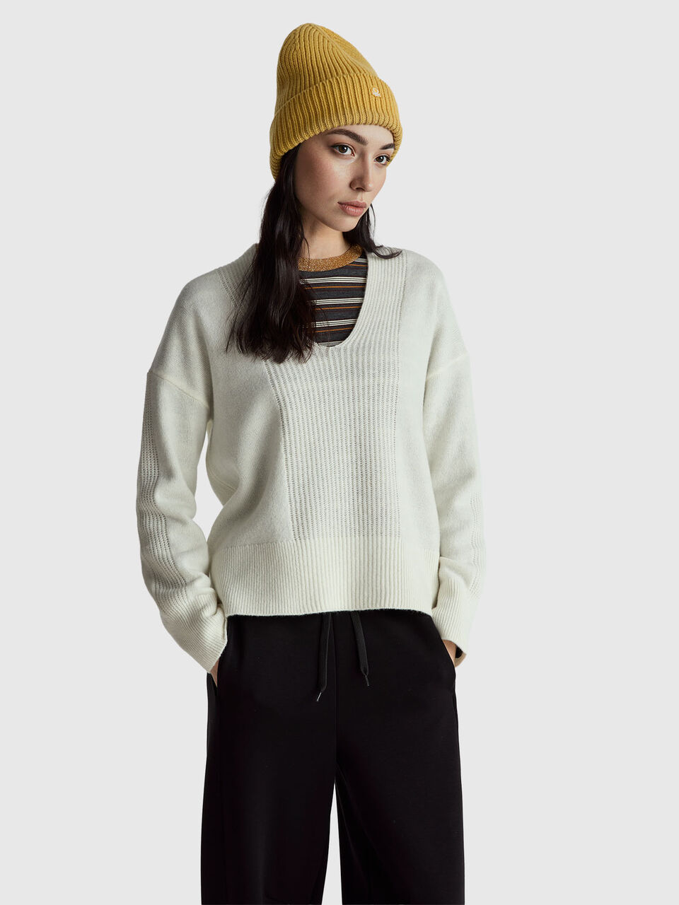 100% wool V-neck sweater