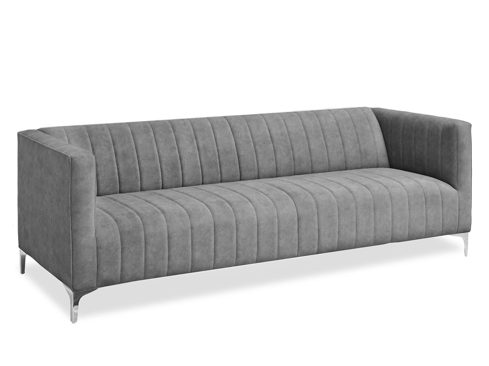 Sofa Roni-3 Szary Tkanina, Podstawa Chrom