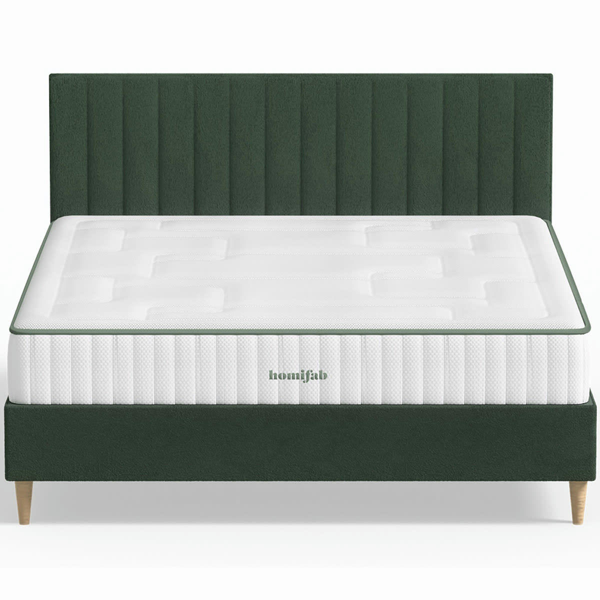 LATEX LUXURY & ELIOT - Pack lit 140x190 en velours vert + Matelas latex