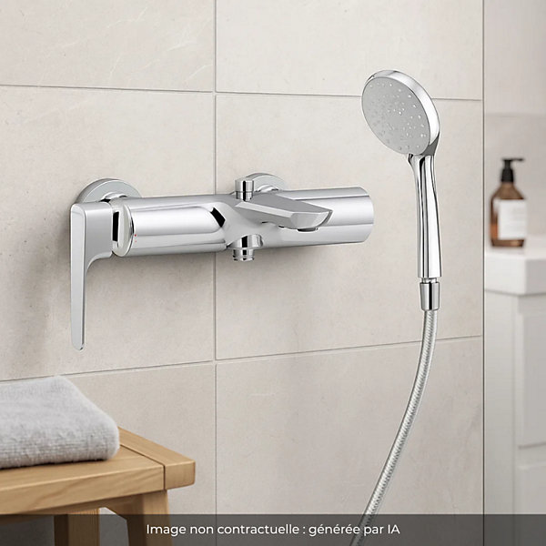 Pack mitigeur bain douche JACOB DELAFON Aléo    douchette Awaken   flexible lisse 160 cm