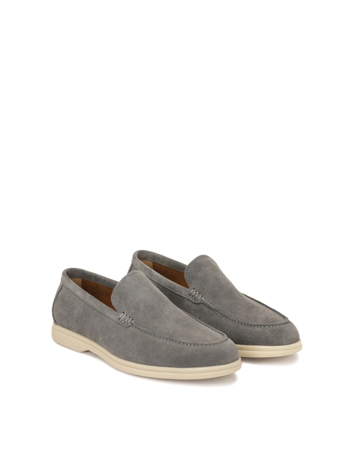 Grey suede shoes with stitching