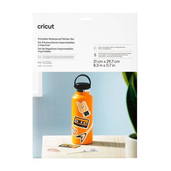 Cricut White Printable Waterproof Holographic Sticker Set A4 5 Pack
